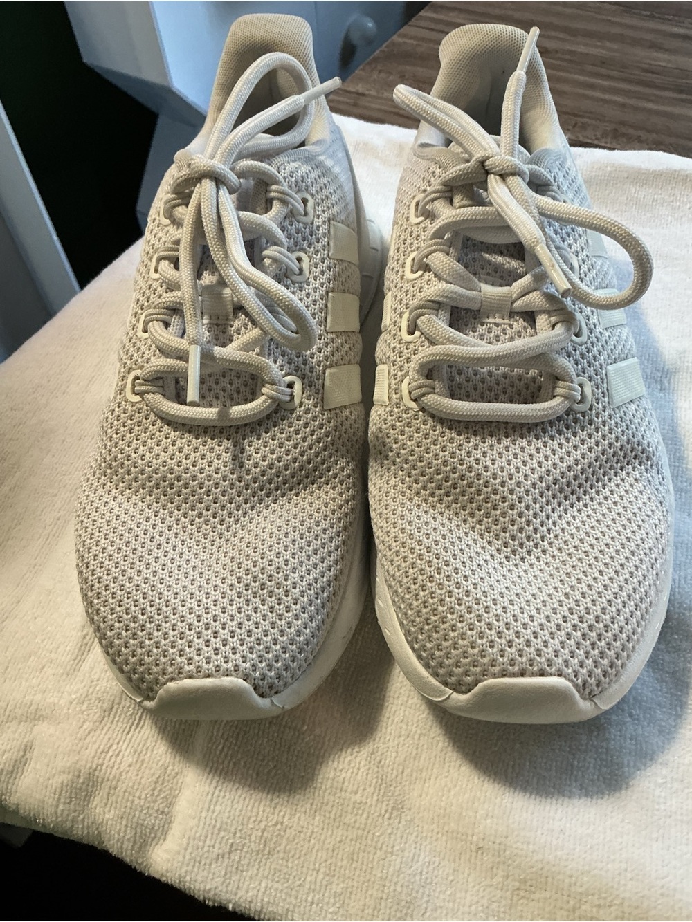 adidas White Knit Running Shoes